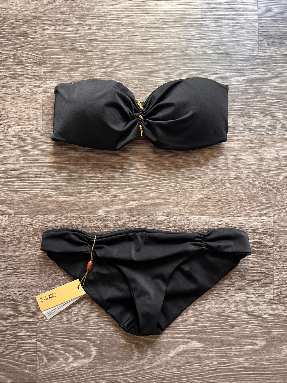 Caffe Women's Black Bandeau Bikini Set